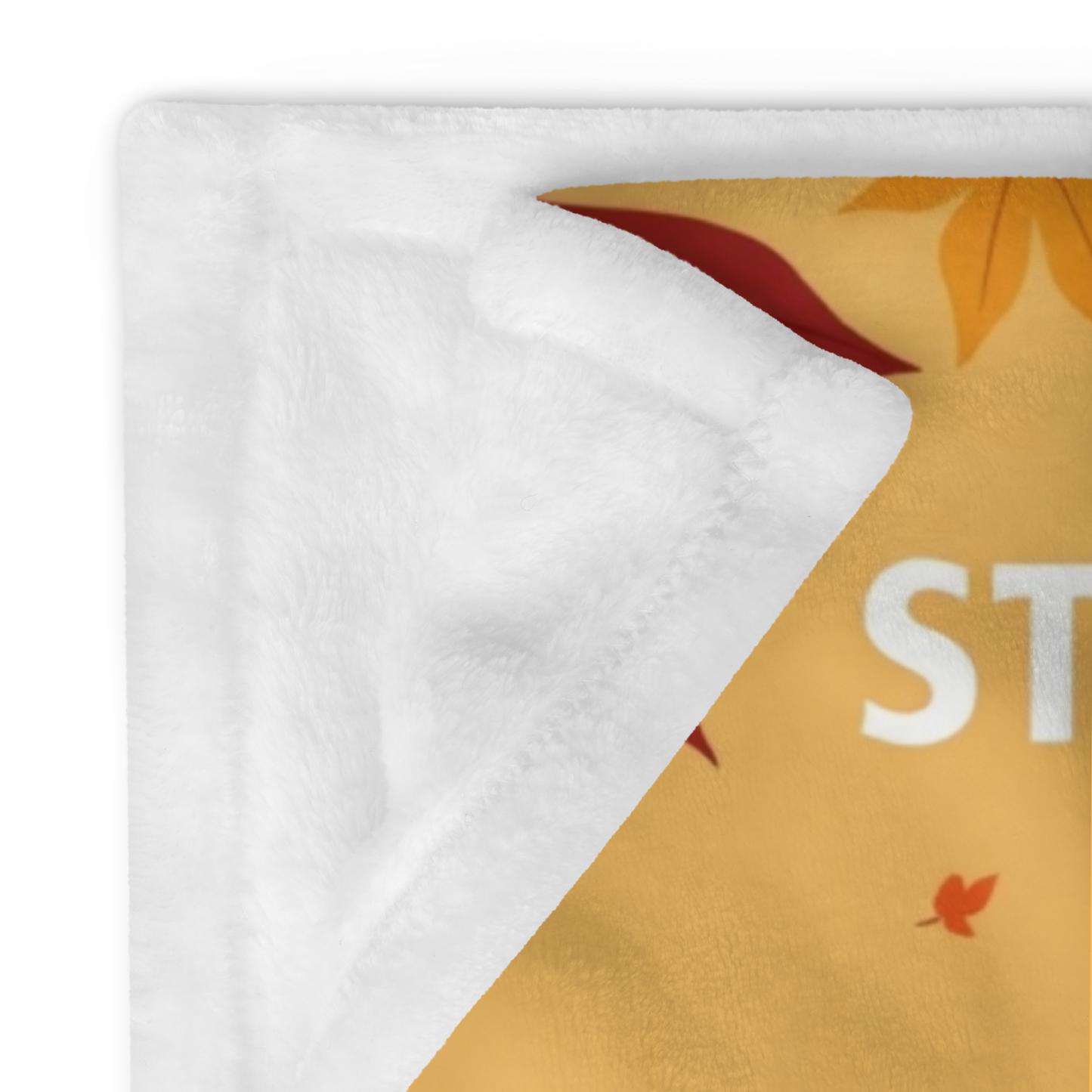 Funny Thanksgiving blanket with “Stuffed with Gratitude (and Maybe Turkey),” warm festive fall design.