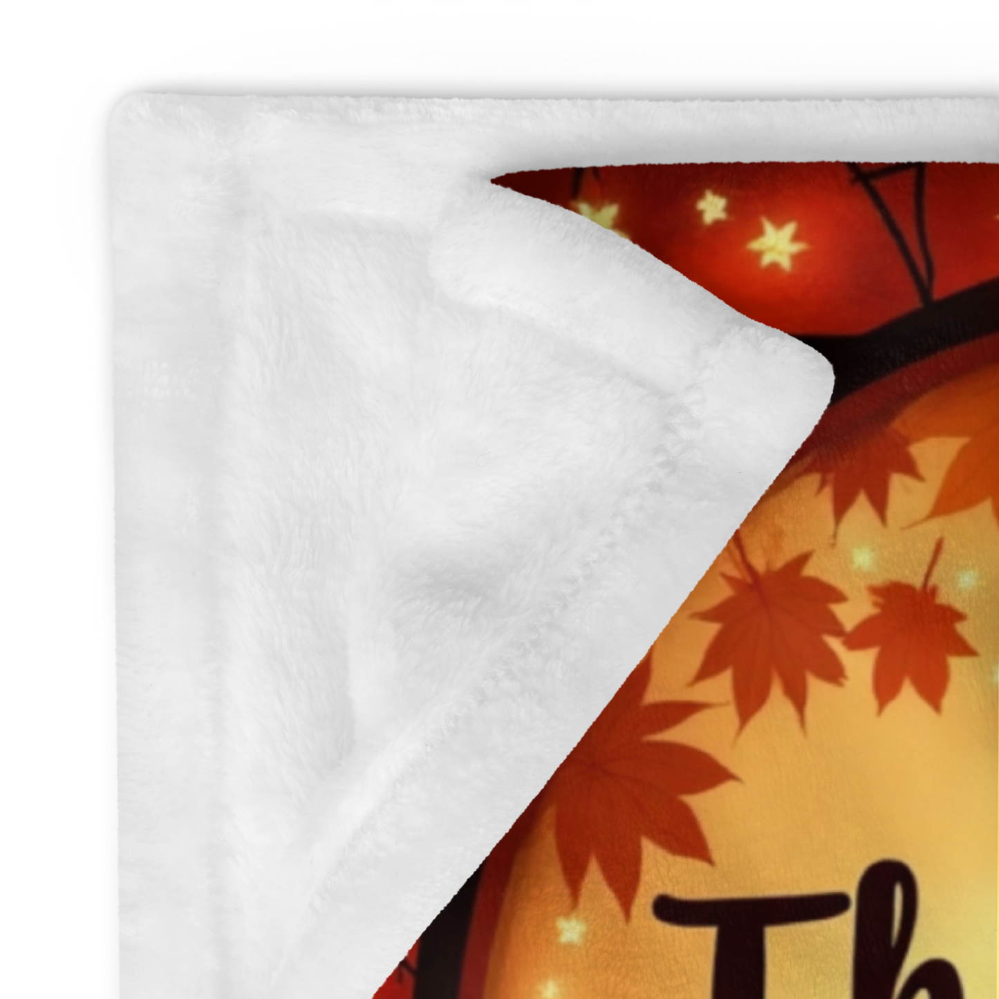 Cozy fall blanket with “Thankful for Small Moments and Big Feelings,” mindfulness-inspired design.