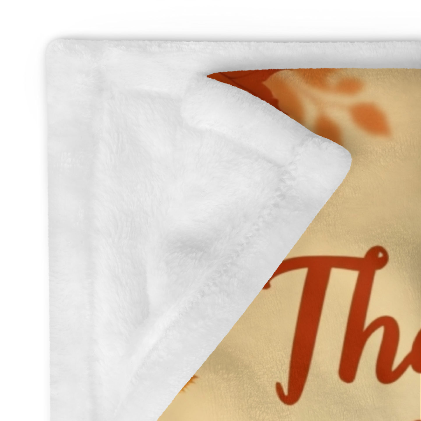 Funny cozy blanket with “Thankful, Caffeinated, and Calm,” playful Thanksgiving coffee theme.