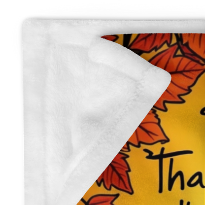 Self-care blanket with “Serving Kindness to Myself First,” Thanksgiving mindfulness design.