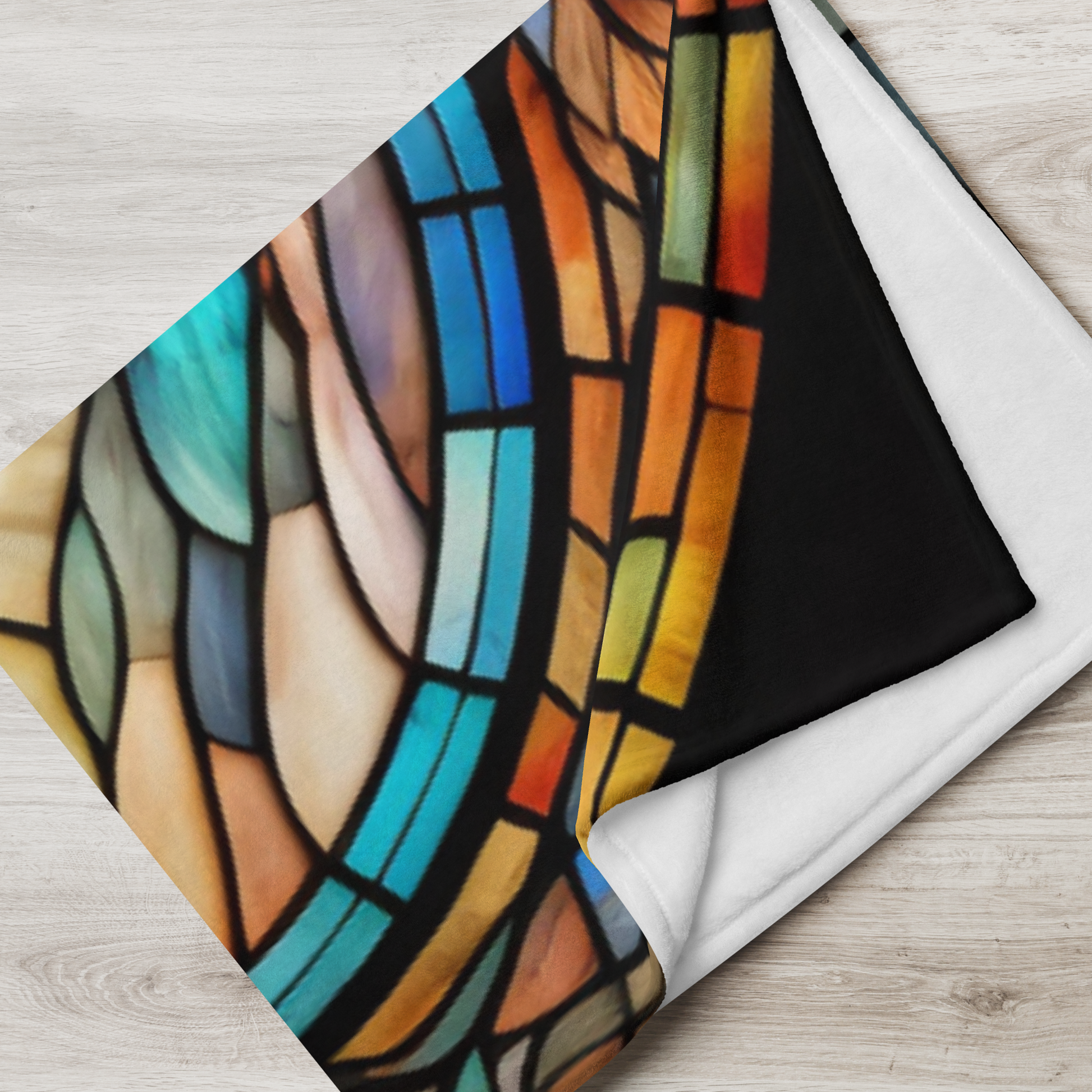 A peaceful horse blanket designed with stained glass art for relaxation and mindfulness.