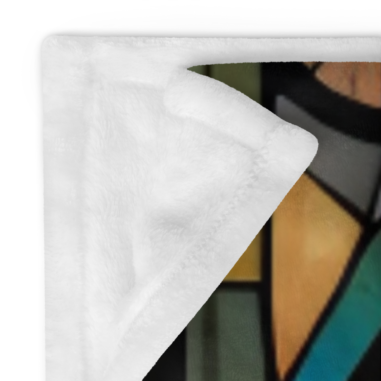 A cozy kangaroo blanket with stained glass-style background that radiates warmth and calm.