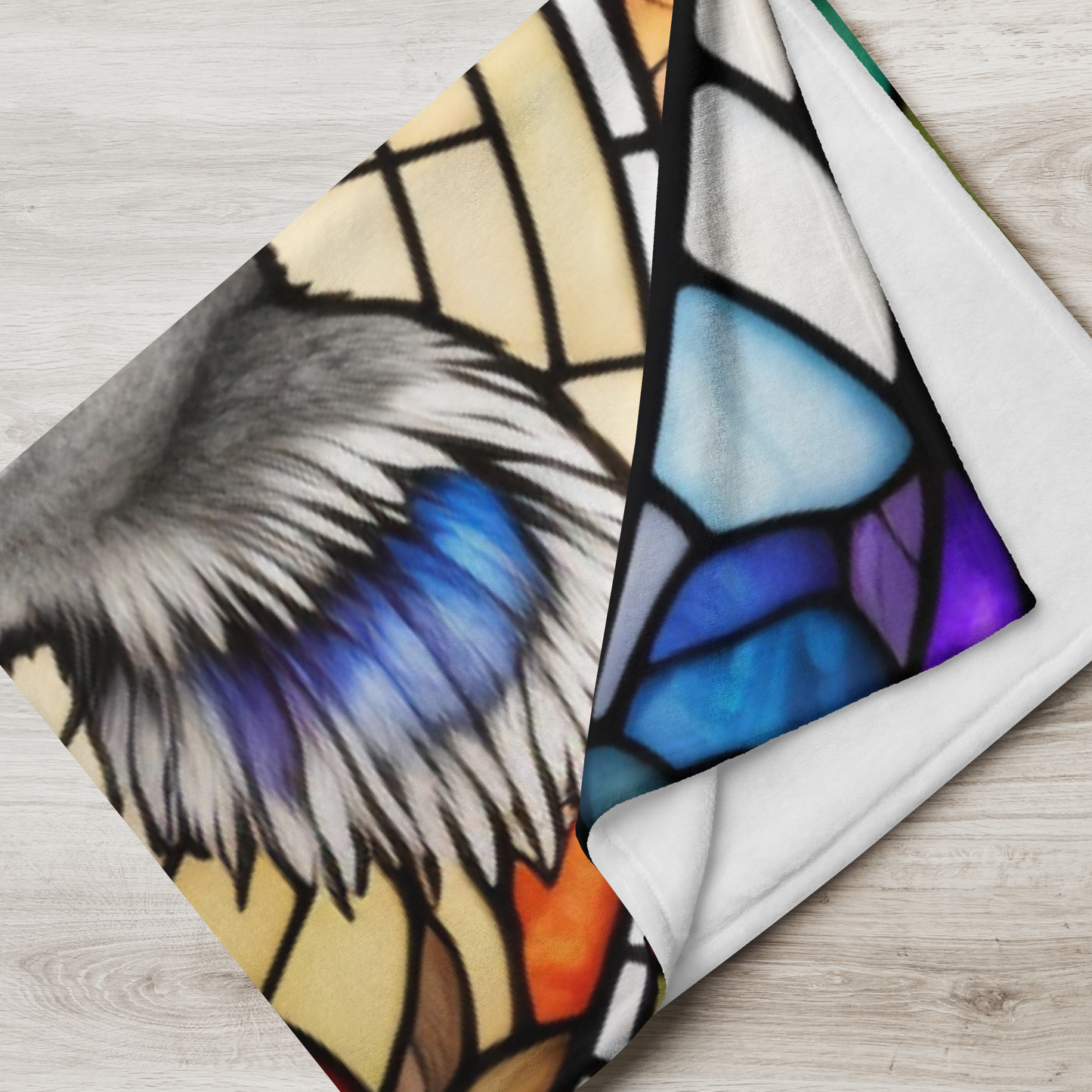 A cute koala blanket with stained glass-style art, perfect for cozy comfort and self-care.