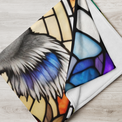 A cute koala blanket with stained glass-style art, perfect for cozy comfort and self-care.