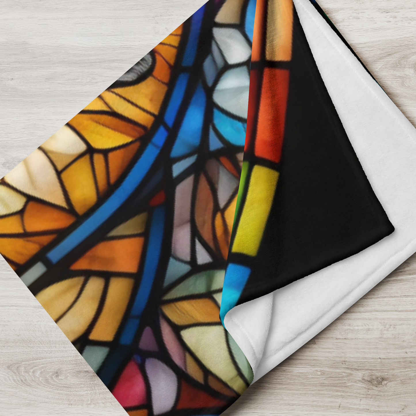 A playful meerkat blanket featuring stained glass-inspired art and cozy plush warmth.