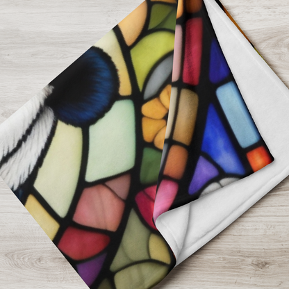A tranquil panda blanket in stained glass style, ideal for calm evenings and mindful rest.