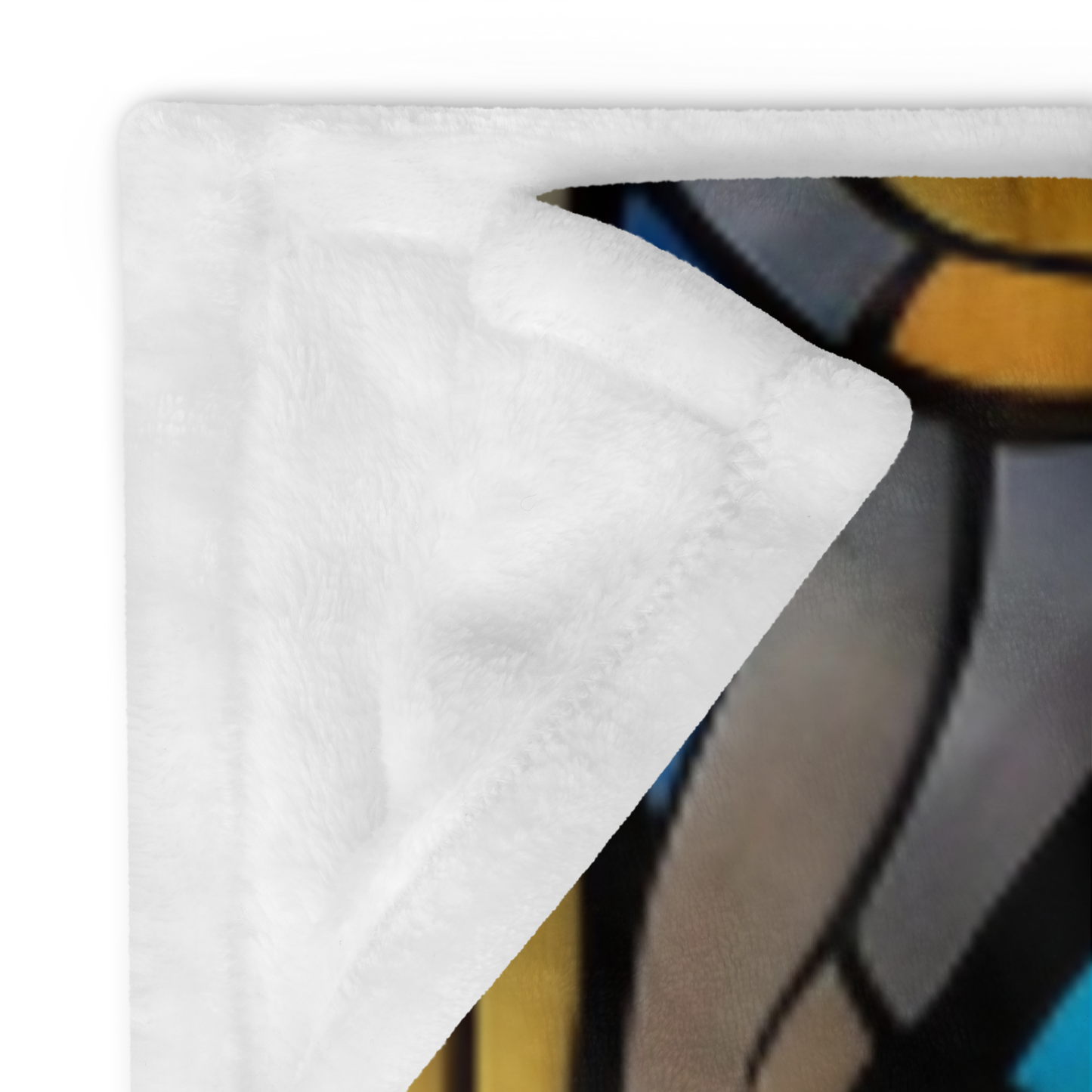 A reindeer blanket with stained glass-style art that adds warmth and festive woodland flair.