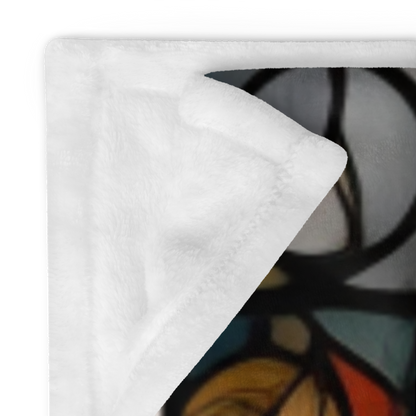 A zebra blanket with stained glass-inspired design that blends artistic style and cozy comfort.