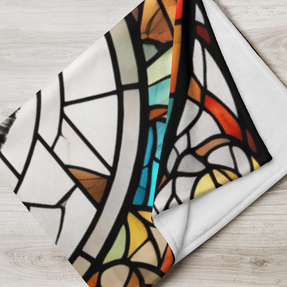 A zebra blanket with stained glass-inspired design that blends artistic style and cozy comfort.