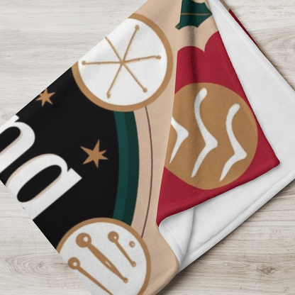 Holiday blanket “Baking Spirits Bright” with festive Christmas design, cozy winter throw for warmth and joy