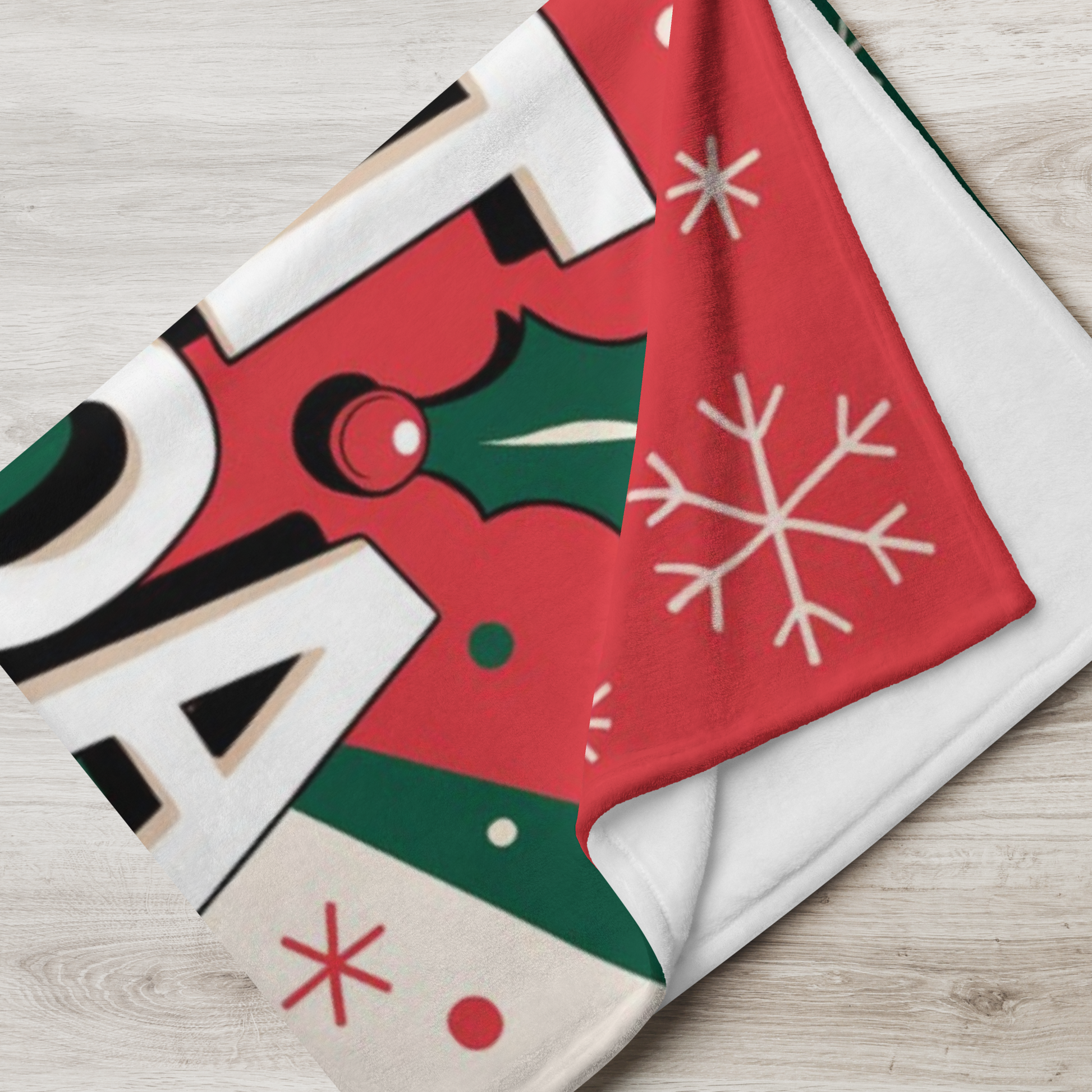 Holiday blanket “Hot Cocoa & Holiday Cheer” soft cozy throw with winter Christmas theme