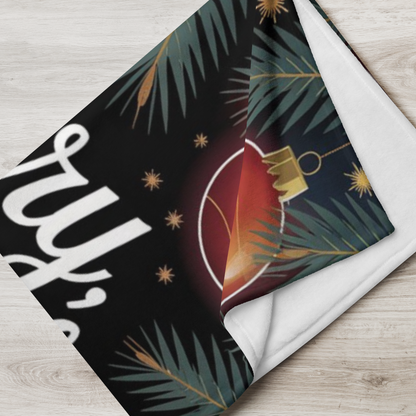 Christmas blanket “Merry, Mindful & Bright” cozy holiday throw for comfort, joy, and mindfulness