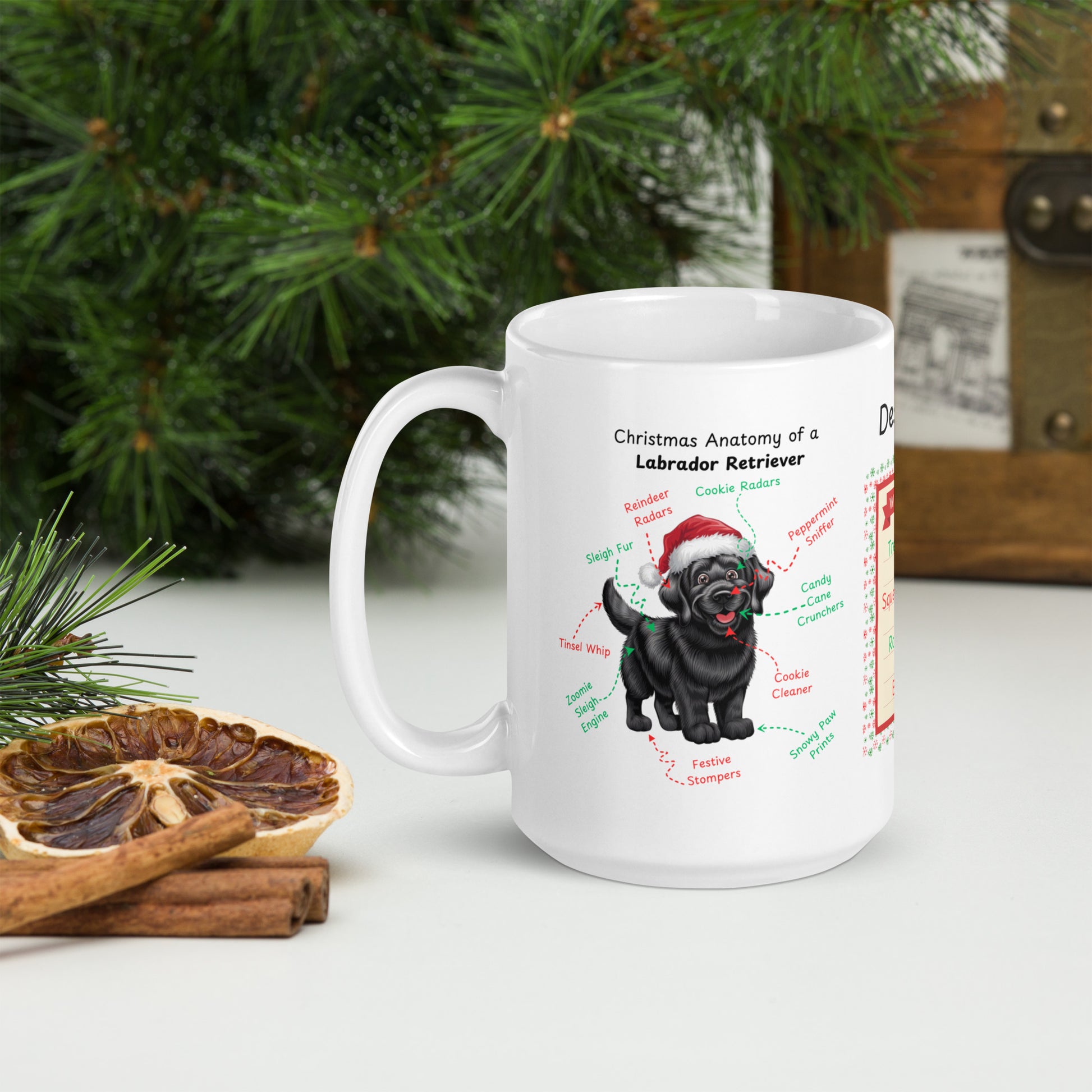 Labrador Retriever (Black) Christmas coffee mug, custom dog anatomy cup, funny holiday gift