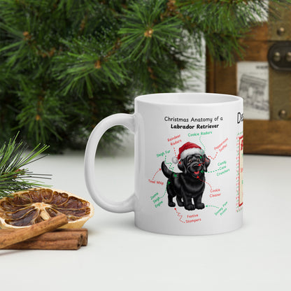 Labrador Retriever (Black) Christmas coffee mug, custom dog anatomy cup, funny holiday gift