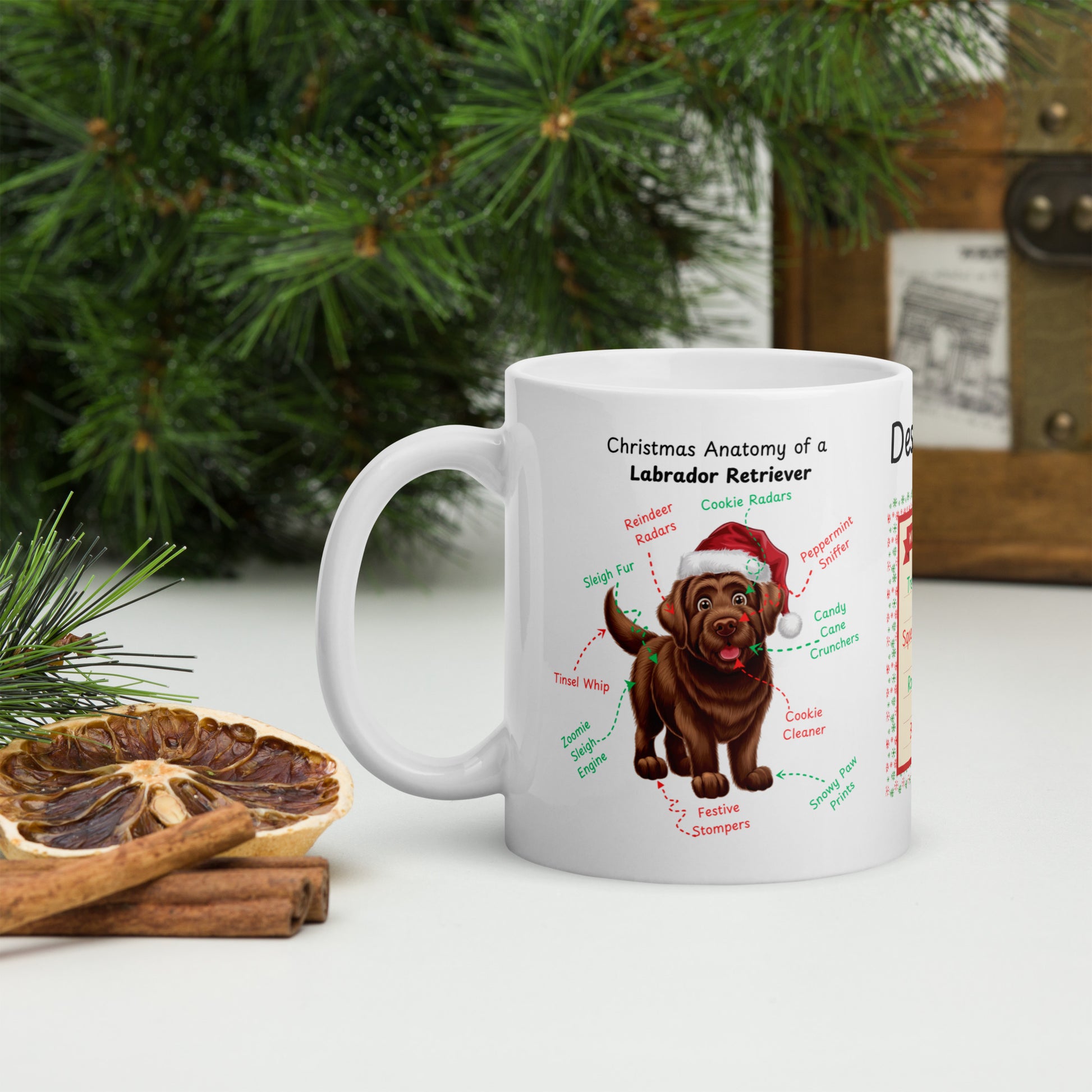 Labrador Retriever (Chocolate) Christmas coffee mug, personalized funny dog anatomy cup gift