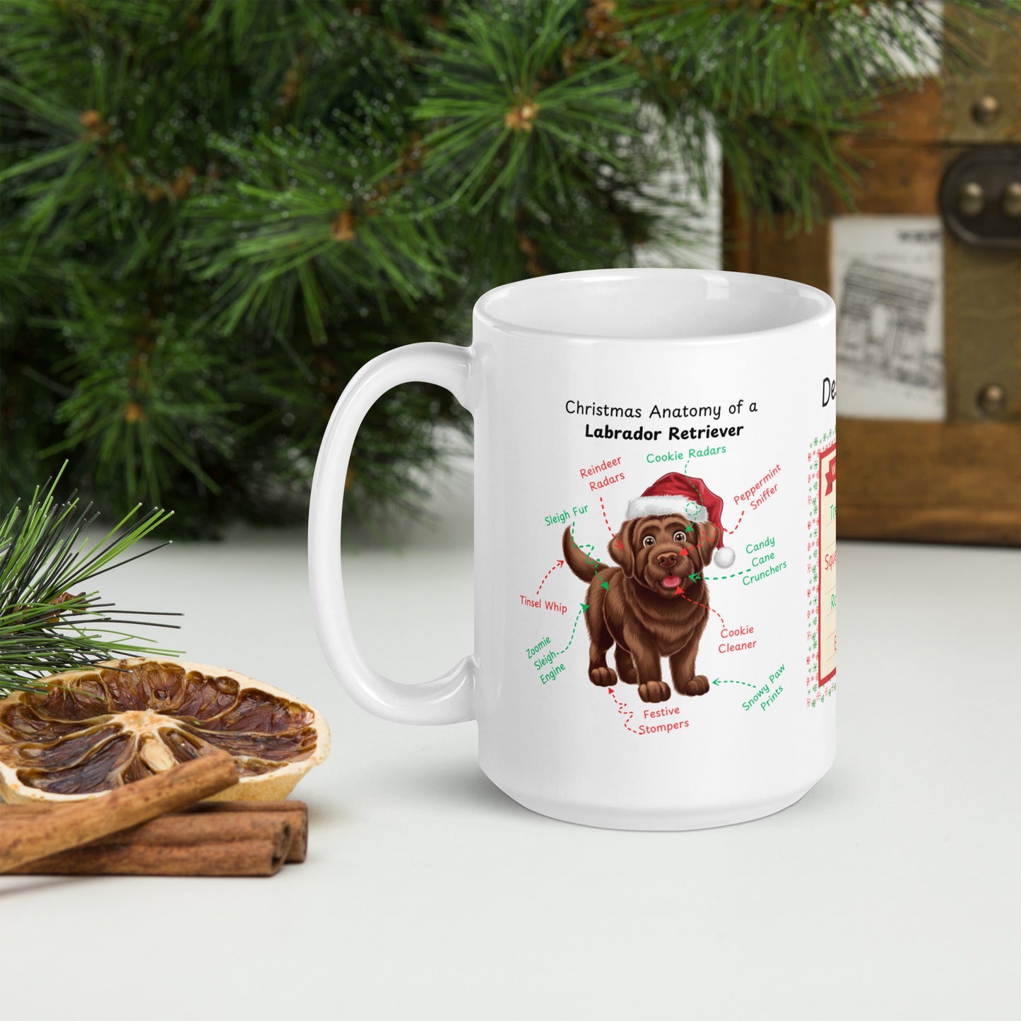 Labrador Retriever (Chocolate) Christmas coffee mug, personalized funny dog anatomy cup gift