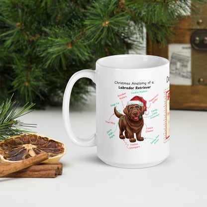 Labrador Retriever (Chocolate) Christmas coffee mug, personalized funny dog anatomy cup gift