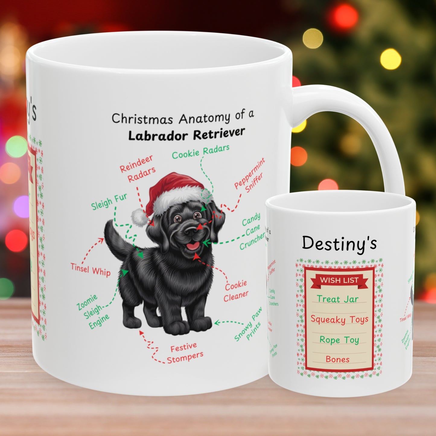 Labrador Retriever (Black) Christmas coffee mug, custom dog anatomy cup, funny holiday gift