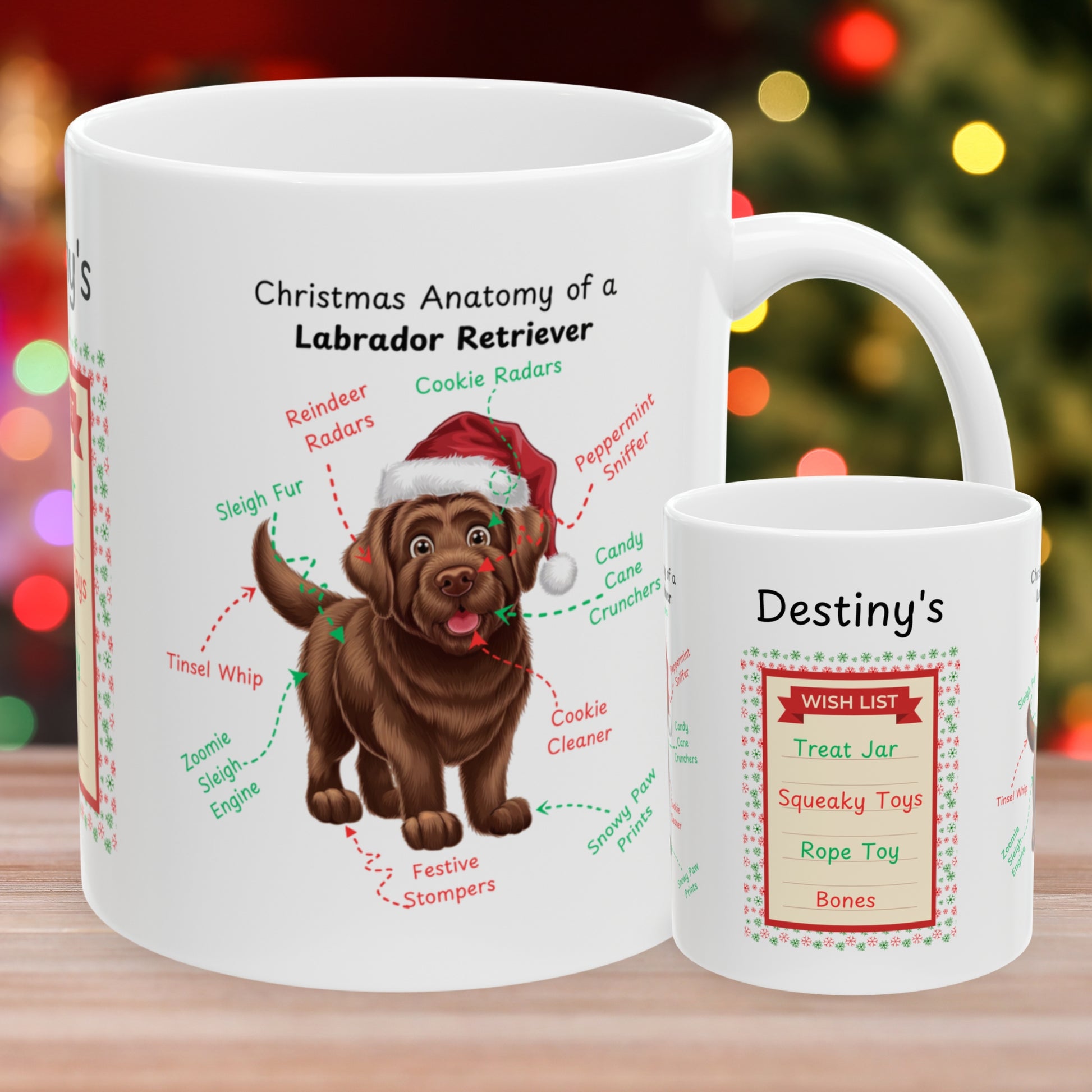 Labrador Retriever (Chocolate) Christmas coffee mug, personalized funny dog anatomy cup gift