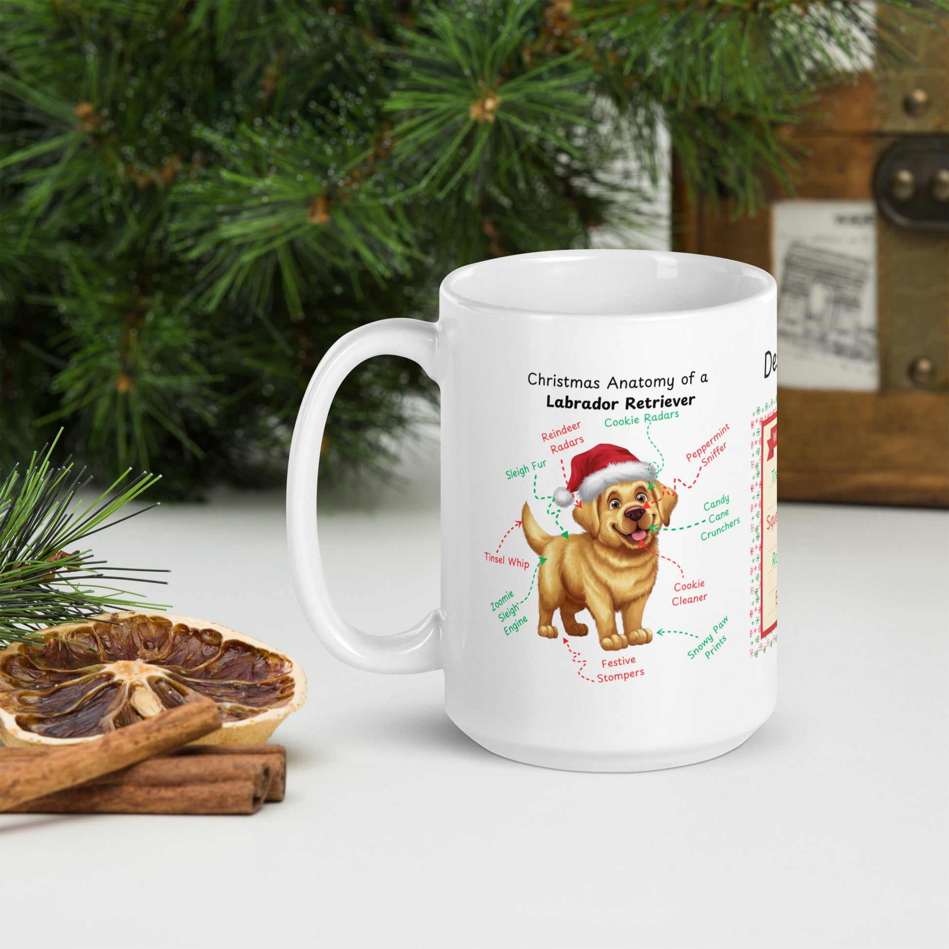 Labrador Retriever (Yellow) Christmas coffee mug, custom festive cup, funny holiday dog gift