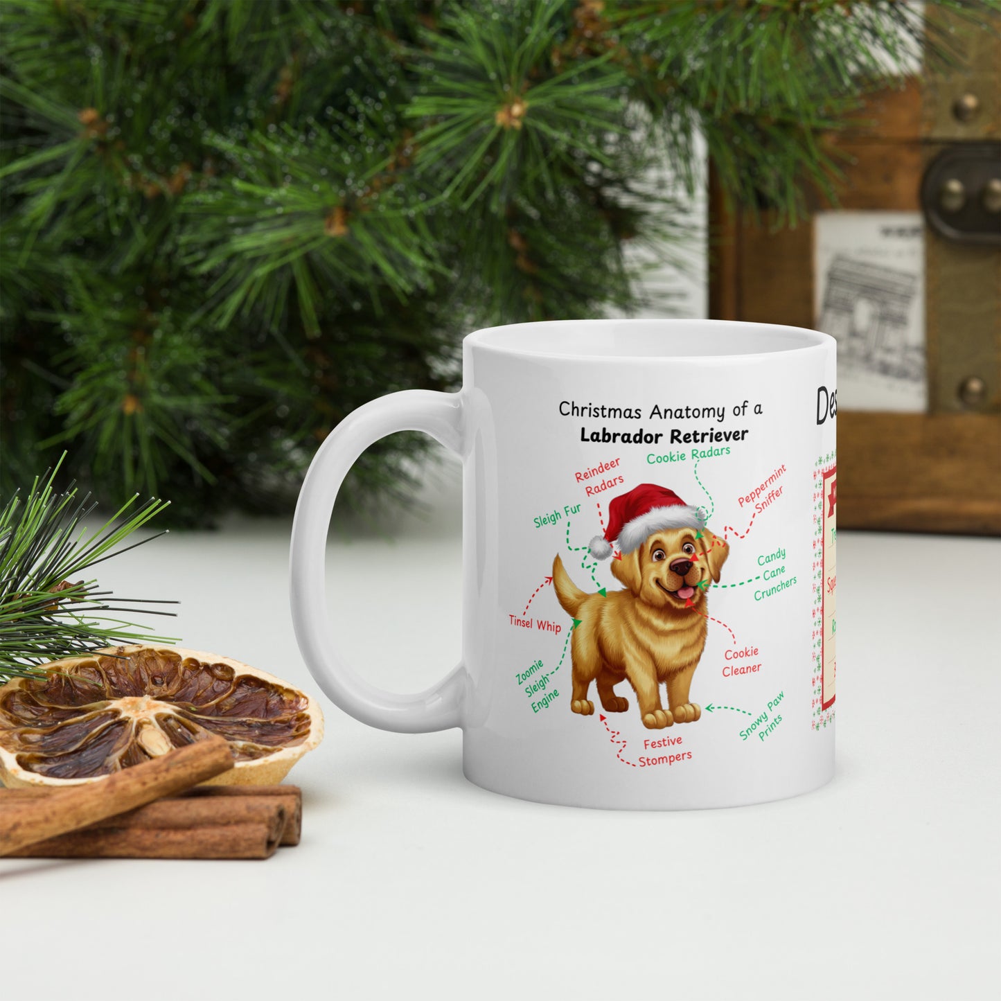 Labrador Retriever (Yellow) Christmas coffee mug, custom festive cup, funny holiday dog gift