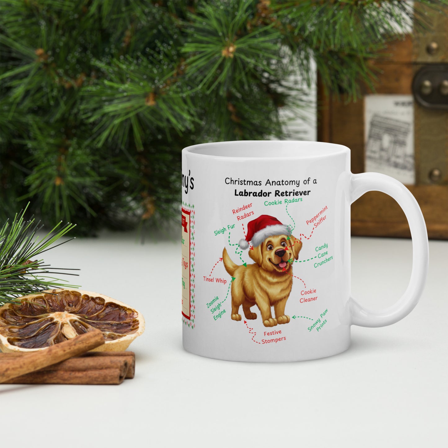 Labrador Retriever (Yellow) Christmas coffee mug, custom festive cup, funny holiday dog gift