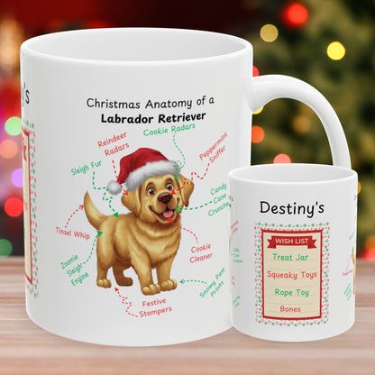 Labrador Retriever (Yellow) Christmas coffee mug, custom festive cup, funny holiday dog gift