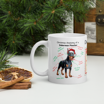 Doberman (Blue & Rust) Christmas Mug - personalized dog breed coffee cup, festive holiday gift for dog lovers