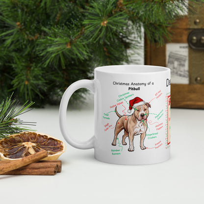 Pitbull (Fawn) Christmas mug, festive dog lover coffee cup, personalized holiday gift for Pitbull owners