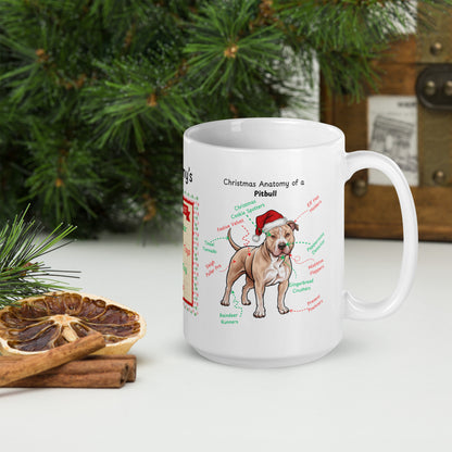 Pitbull (Fawn) Christmas mug, festive dog lover coffee cup, personalized holiday gift for Pitbull owners