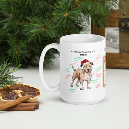 Pitbull (Fawn) Christmas mug, festive dog lover coffee cup, personalized holiday gift for Pitbull owners