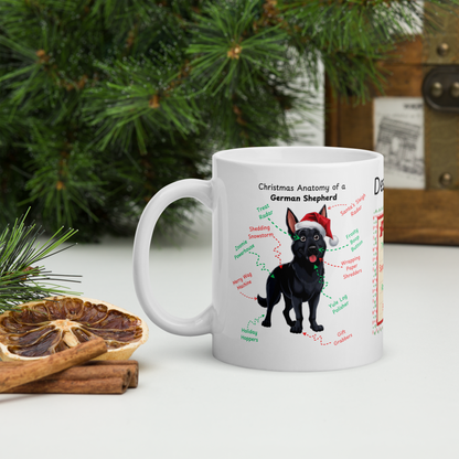 German Shepherd (Black) Holiday Mug - Funny festive coffee cup, personalized Christmas dog gift