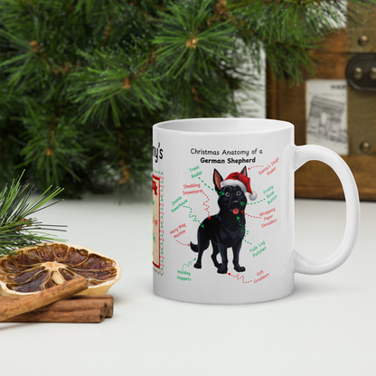German Shepherd (Black) Holiday Mug - Funny festive coffee cup, personalized Christmas dog gift