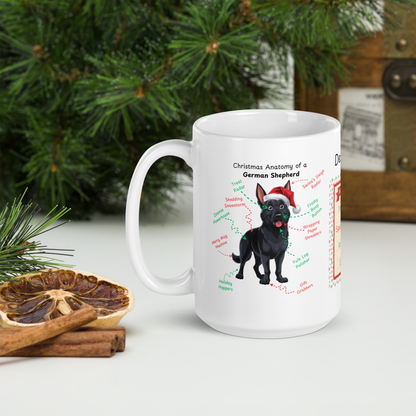 German Shepherd (Black) Holiday Mug - Funny festive coffee cup, personalized Christmas dog gift
