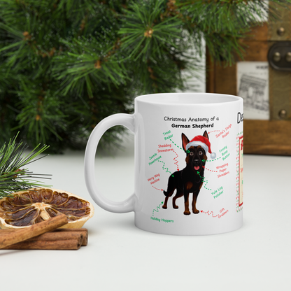 German Shepherd (Bi-Color) Christmas Mug - Personalized holiday coffee cup, festive gift for GSD owners