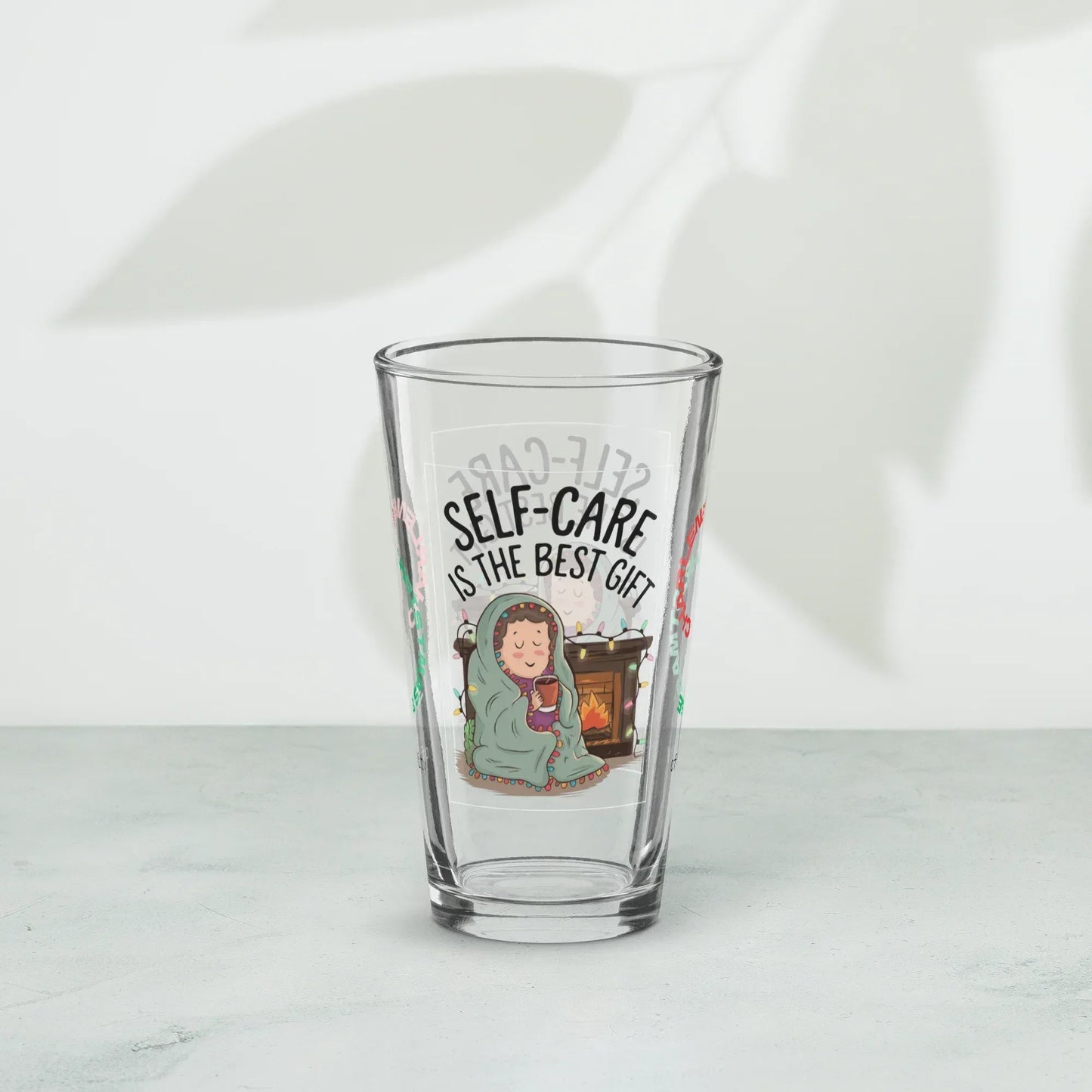 Shop our premium self care is the best gift christmas pint glass from MySisterIsASurvivor.