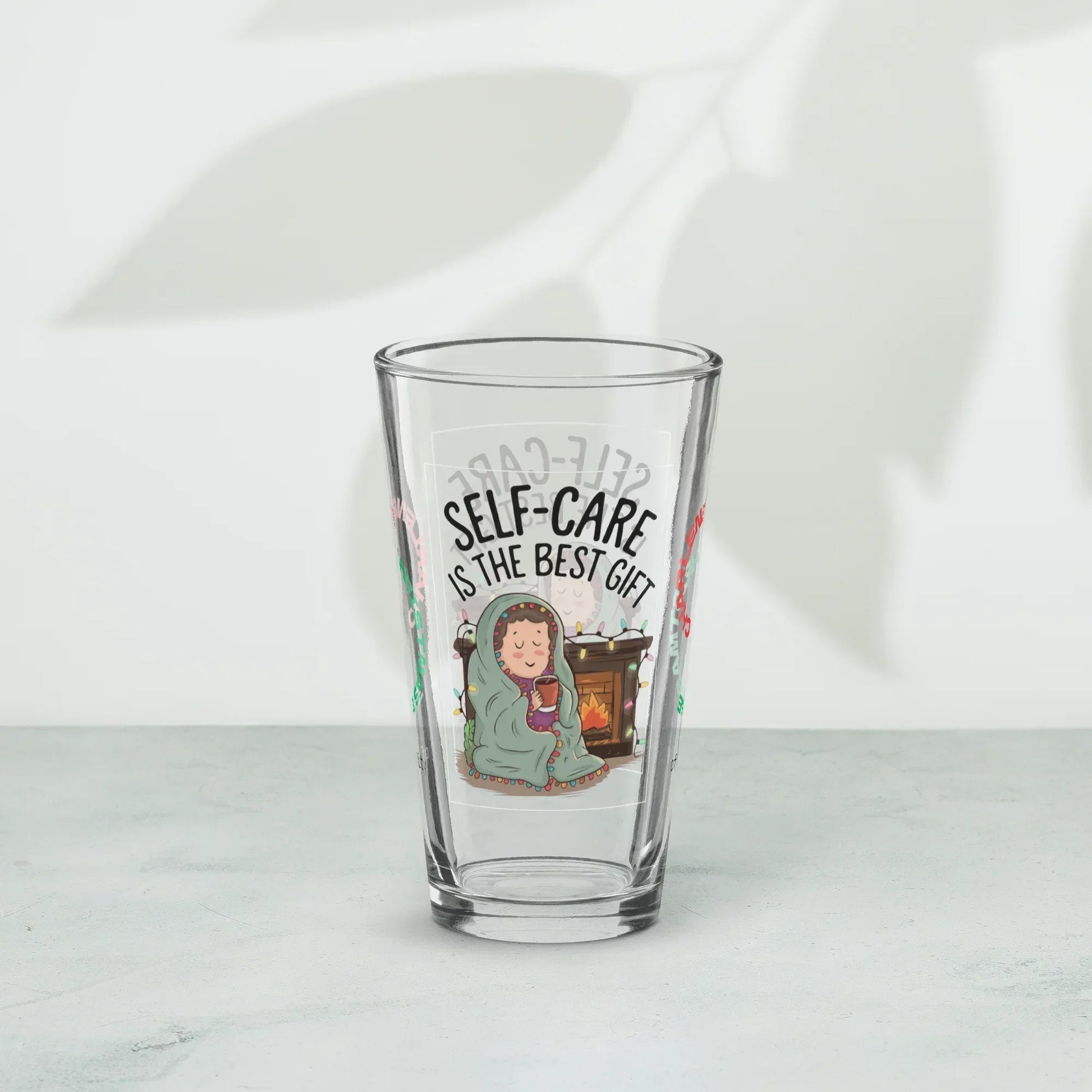 Shop our premium self care is the best gift christmas pint glass from MySisterIsASurvivor.