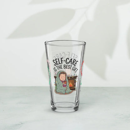 Shop our premium self care is the best gift christmas pint glass from MySisterIsASurvivor.