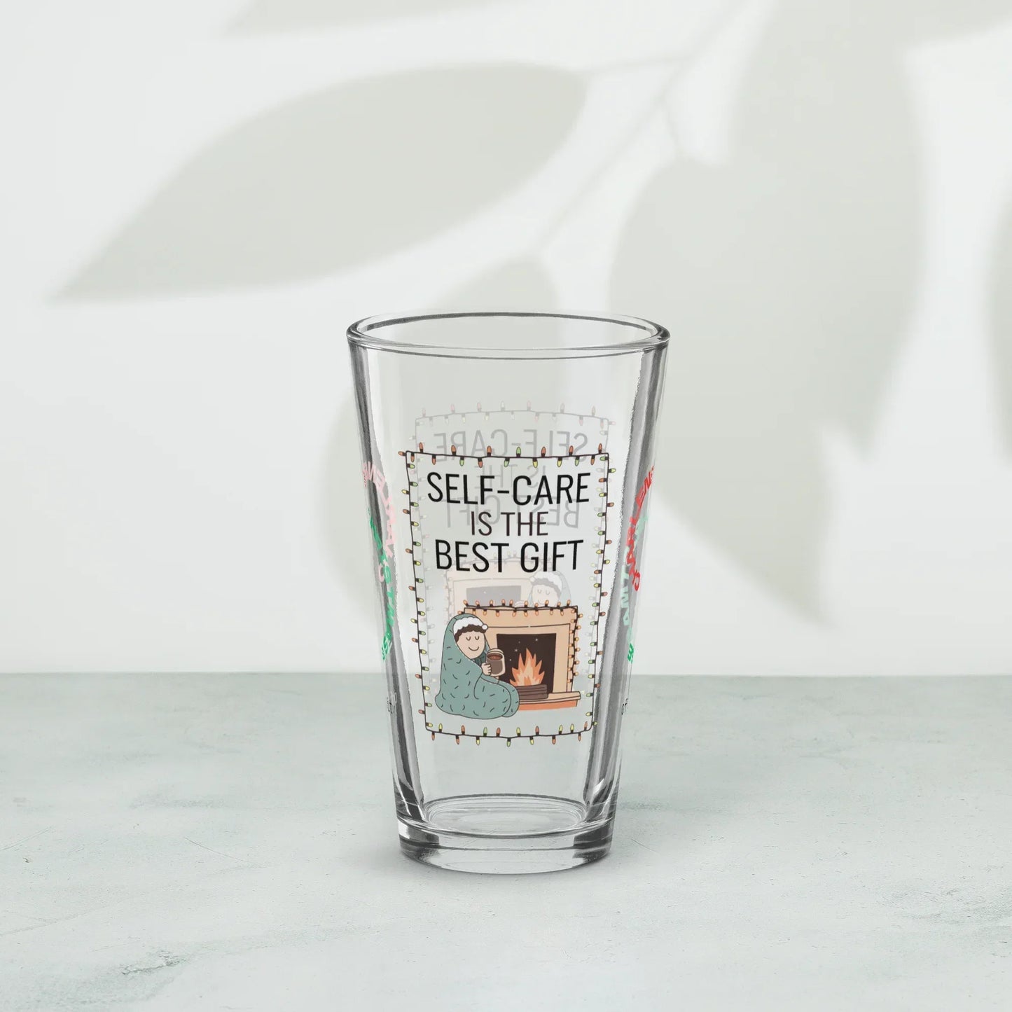 Shop our premium self care is the best gift christmas pint glass 1 from MySisterIsASurvivor.