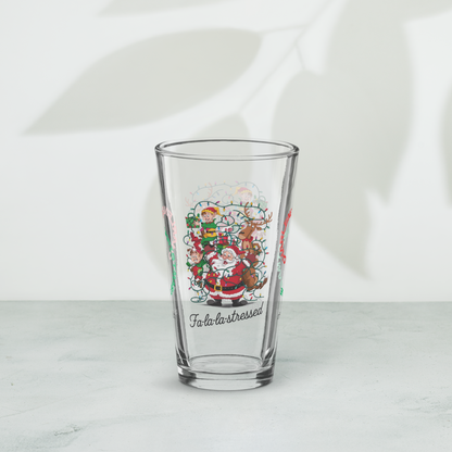 Fa La La Stressed - Funny holiday Christmas pint glass, mindful self-care gift