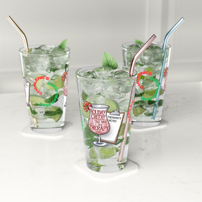 Holiday Cheer? I'll Take Mine With A Side Of Therapy, Thanks - Funny Christmas pint glass