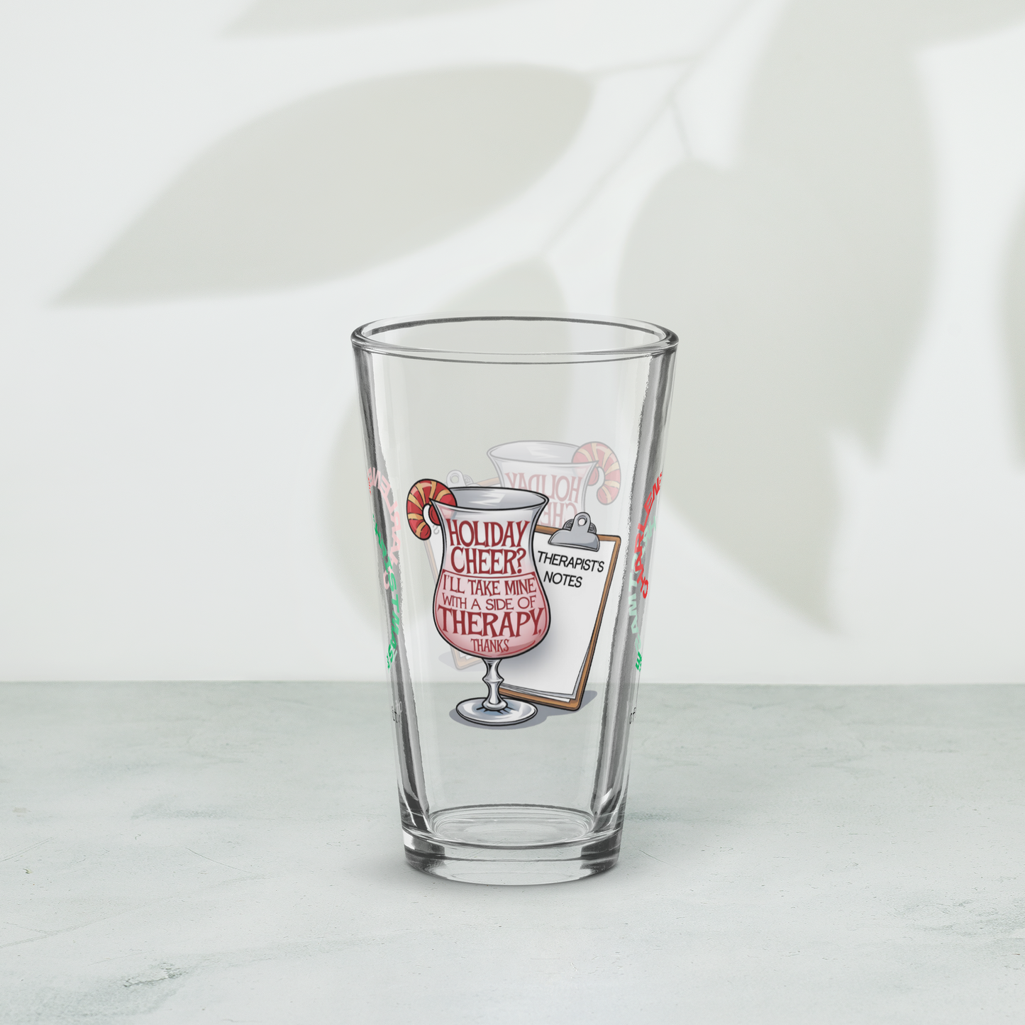 Holiday Cheer? I'll Take Mine With A Side Of Therapy, Thanks - Funny Christmas pint glass