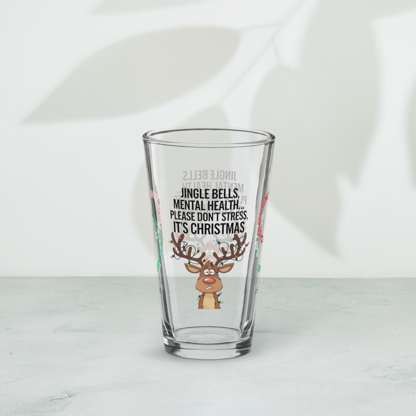 Jingle Bells, Mental Health Matters - Christmas mental health pint glass, self-care holiday gift