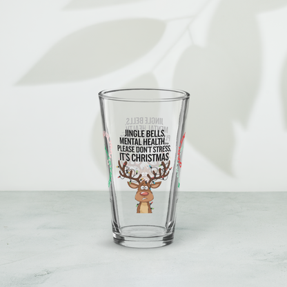 Jingle Bells, Mental Health Matters - Christmas mental health pint glass, self-care holiday gift