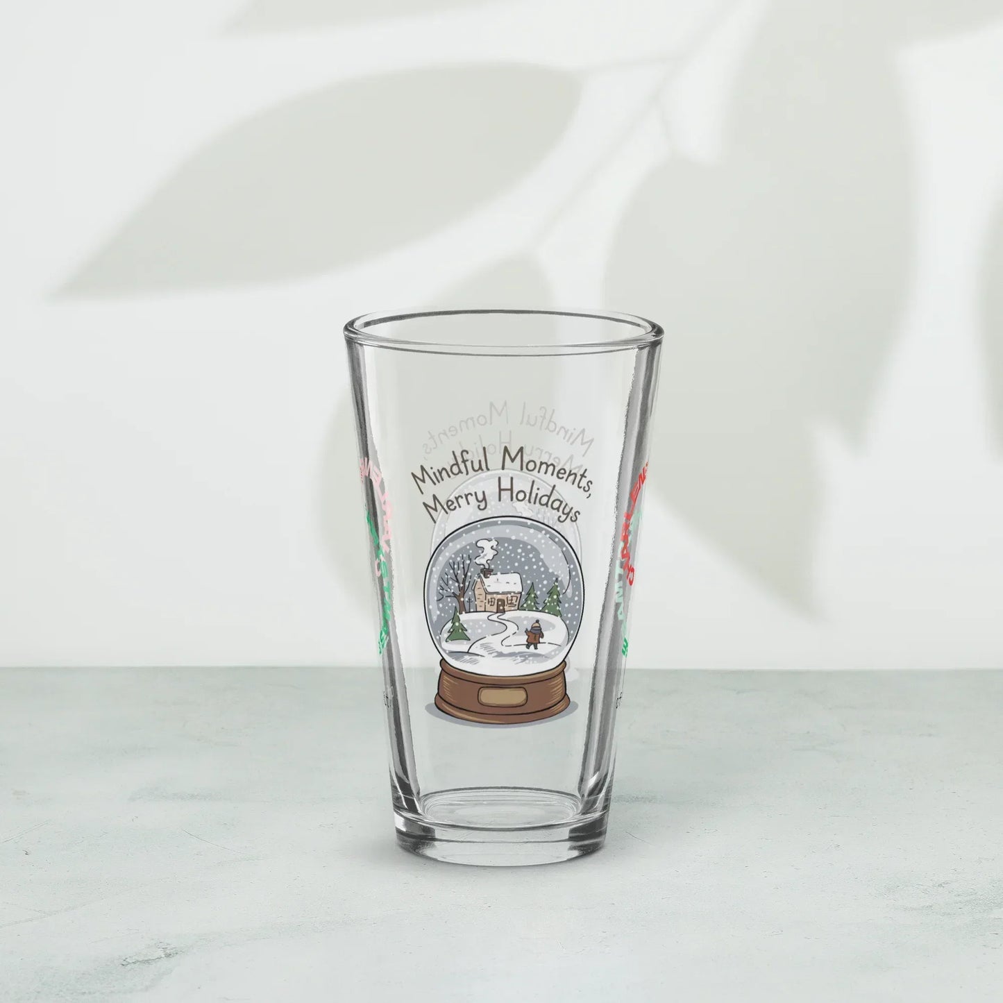 Shop our premium mindful moments merry holidays christmas pint glass from MySisterIsASurvivor.
