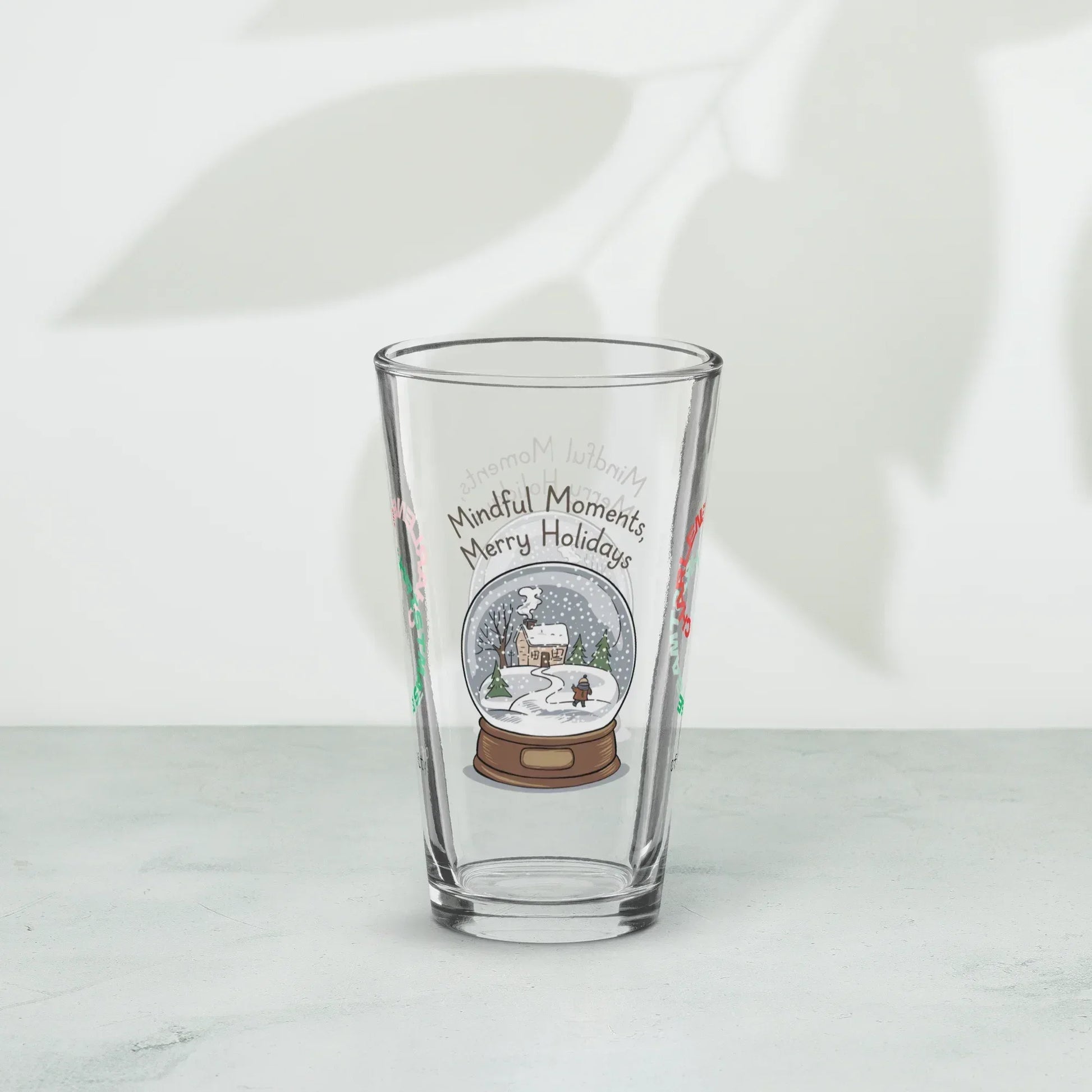 Shop our premium mindful moments merry holidays christmas pint glass from MySisterIsASurvivor.