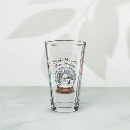 Shop our premium mindful moments merry holidays christmas pint glass from MySisterIsASurvivor.
