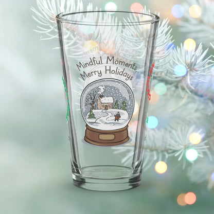 Shop our mindful moments merry holidays christmas pint glass featuring the 16oz style option from MySisterIsASurvivor.