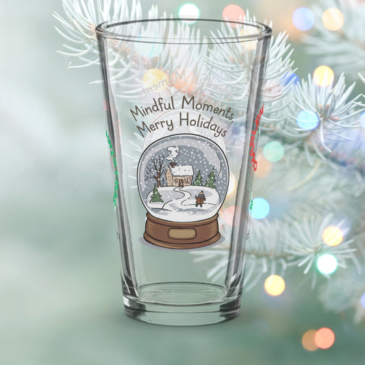 Mindful Moments, Merry Holidays - Christmas self-care pint glass, mental health holiday gift
