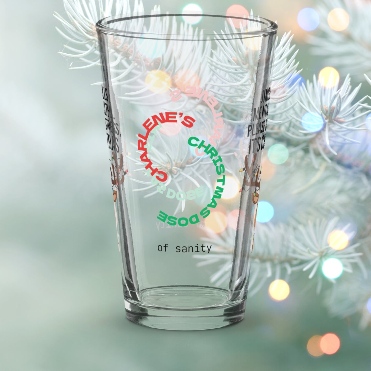 Jingle Bells, Mental Health Matters - Christmas mental health pint glass, self-care holiday gift